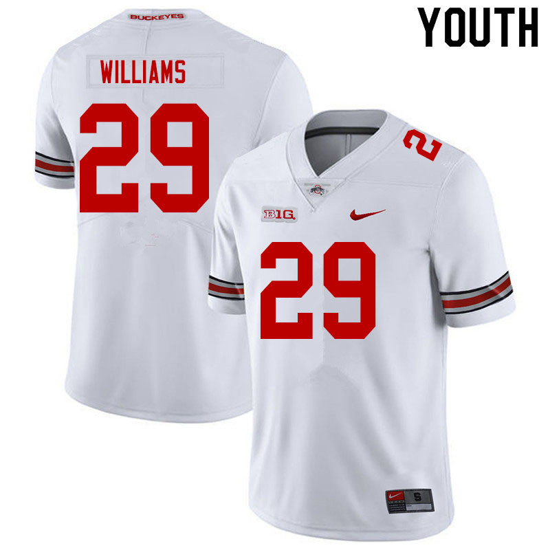 Ohio State Buckeyes Kourt Williams Youth #29 White Authentic Stitched College Football Jersey